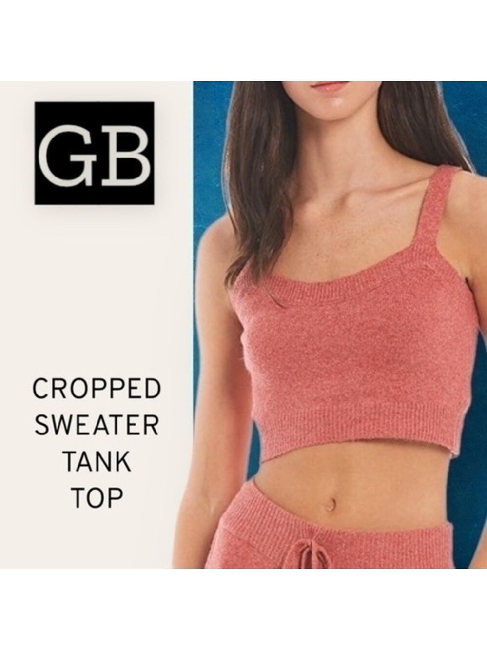 GB Juniors Sweater Crop Tank Top in Rosewood